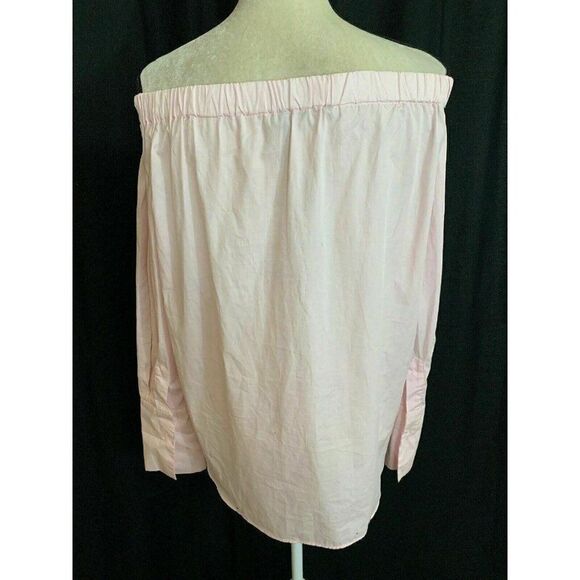 Zara New Womens Solid Baby Pink Off Shoulder Long Sleeve Top Cotton Medium - Picture 4 of 8